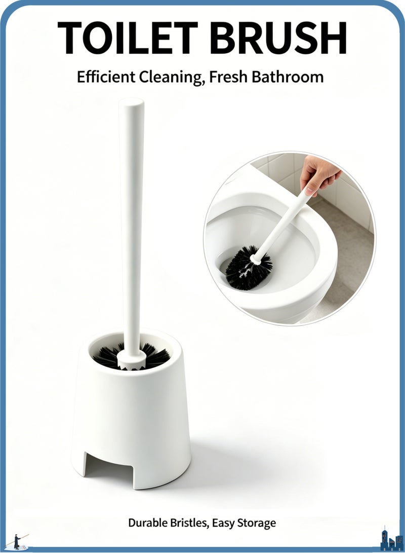 HOMESTAR Toilet Brush, Toilet Bowl Brush and Holder, Toilet Bowl Brush Cleaner With Toilet Brush Holder, Brush Holder Set, for Bathroom Toilet Cleaning Floor Standing Toilet Scrubber Without Drilling - Image 1
