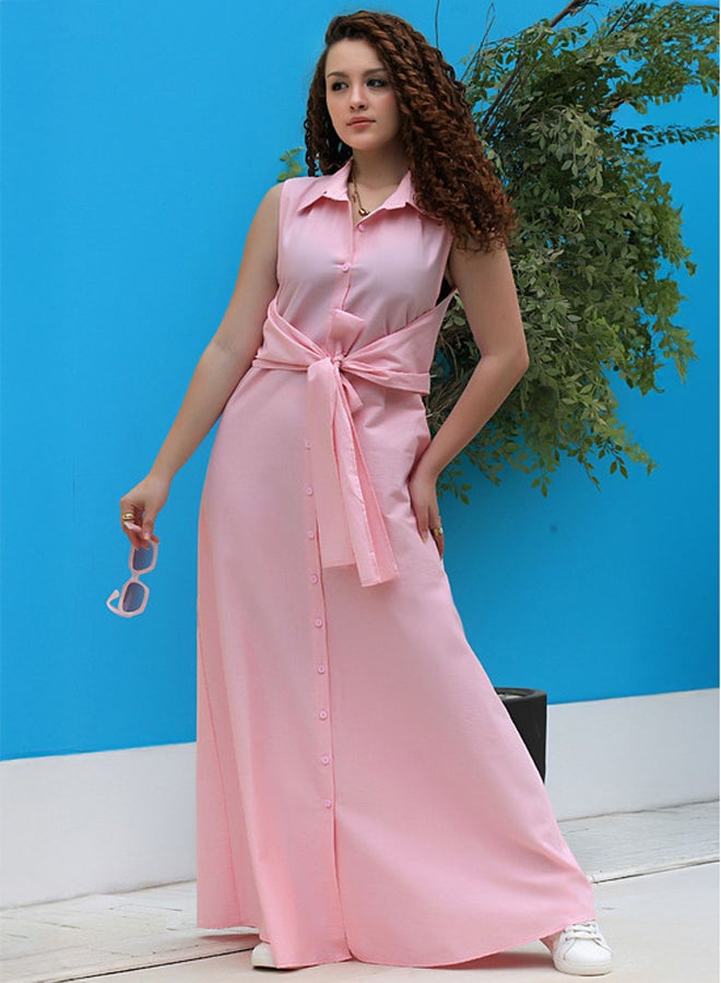 Ship Master Sleeveless Summer Dress with Waist Tie – Chic and Comfy Look  - Image 1