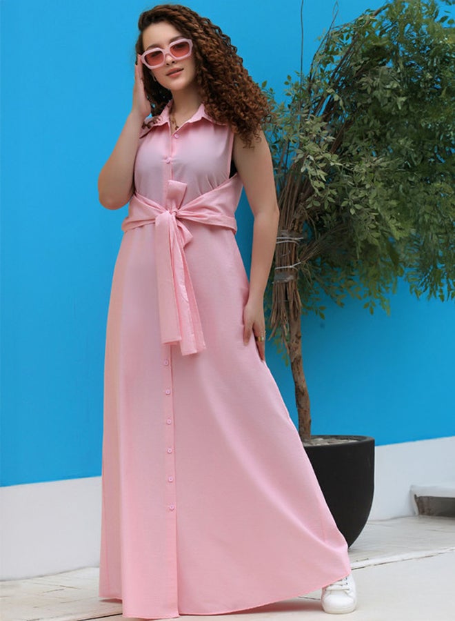 Ship Master Sleeveless Summer Dress with Waist Tie – Chic and Comfy Look  - Image 2