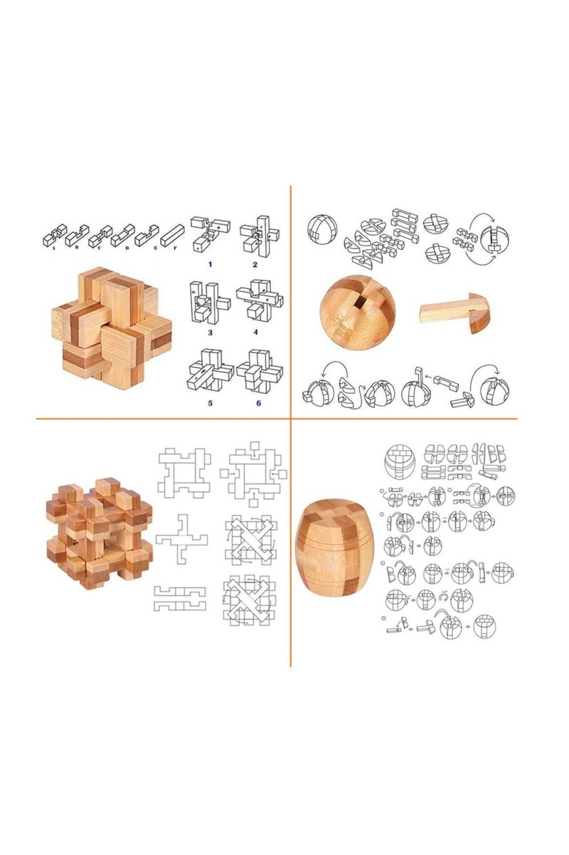 20-piece unlocking interlocking game IQ test, contains 4-piece wooden jigsaw puzzle educational toys, 3D jigsaw puzzles for teenagers and adults, wooden logic puzzles, wooden snake cubes, magic cubes, magic ball puzzles, intellectual puzzle assembly toys, 16-piece metal wire 3D puzzle set, intellectual puzzle puzzles, educational smart toys, children's games, great choice for birthdays, Halloween, Christmas and party gifts - Image 2