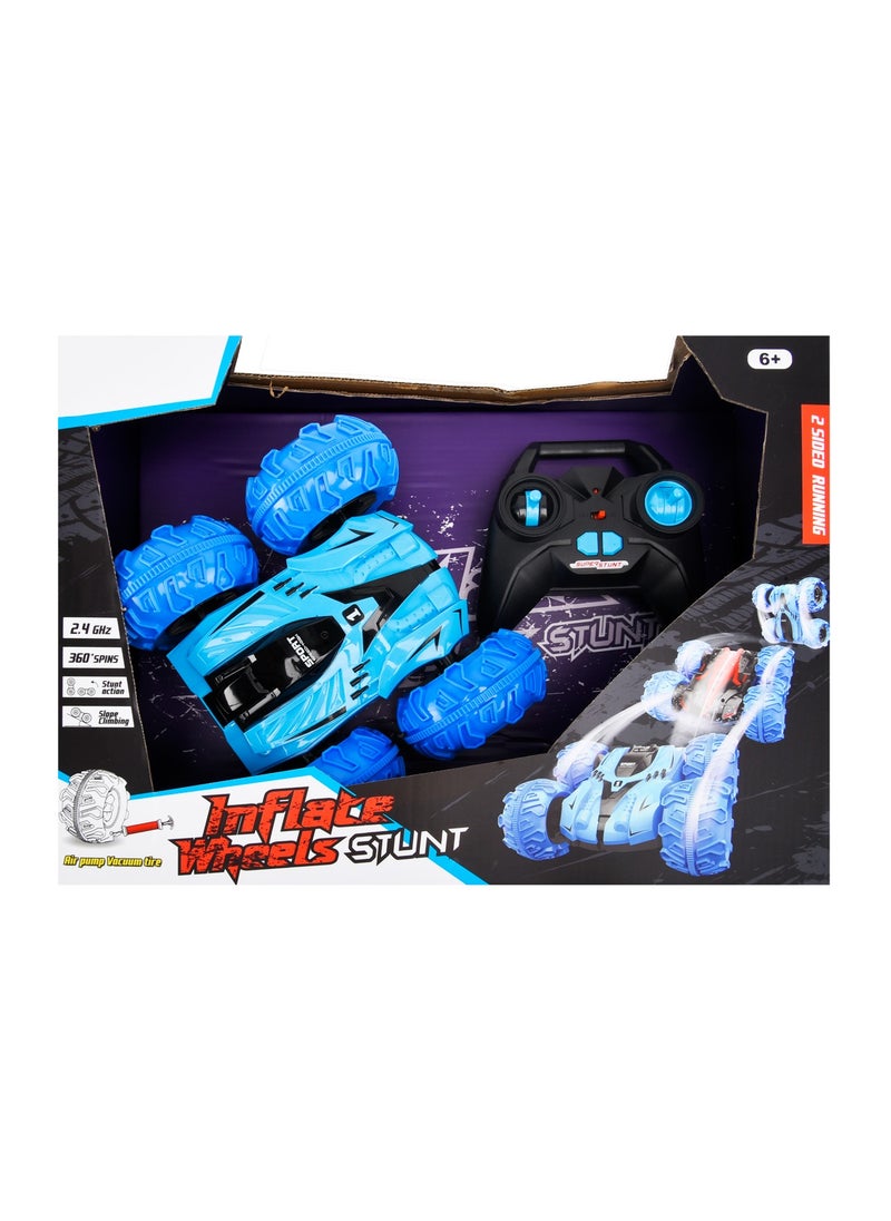 ADDO - Addo Remote Control Inflate Wheels Stunt Car, Blue/Red | Twist & Flip Car | Rotating Car for Kids - Image 1
