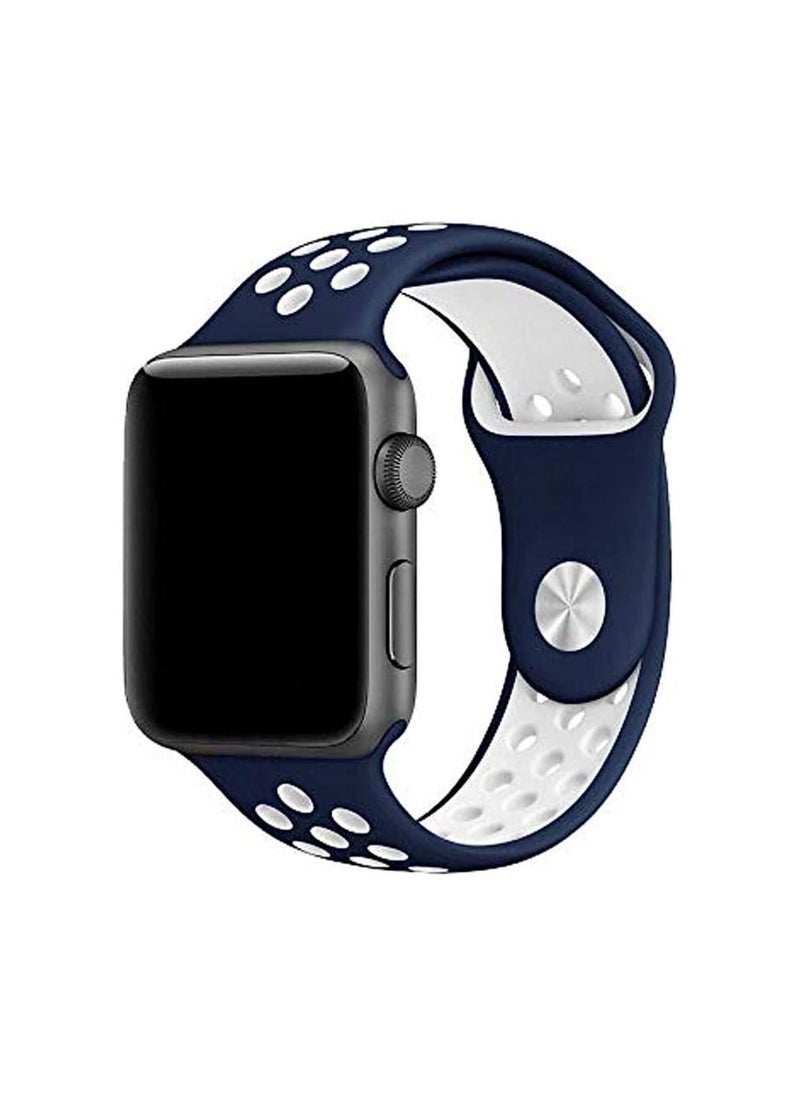 Generic - Sport Strap Compatible with Apple Watch Straps 42mm 44mm 45mm 49mm Breathable Silicone Double Hole Ring Snap Buckle Replacement Band for Women, for iWatch Strap Series 8 7 6 5 4 3 SE - Image 1