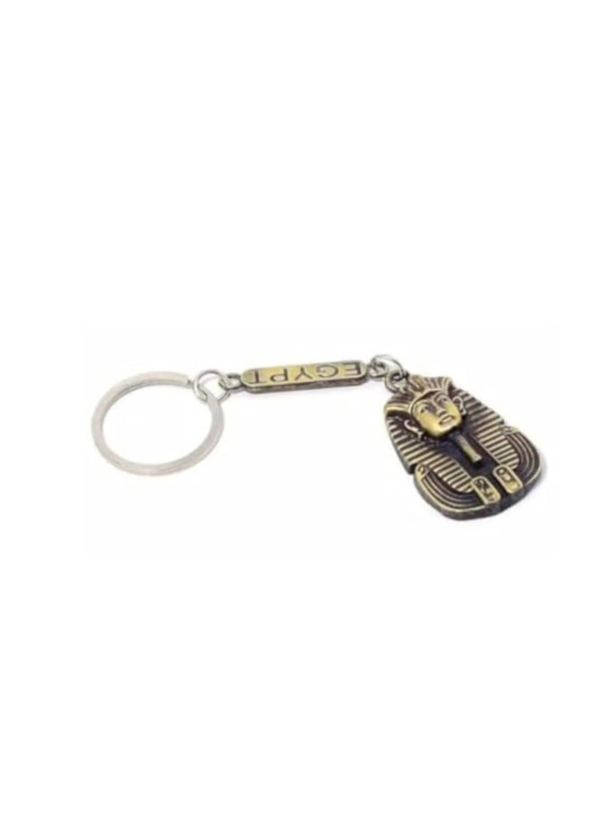 Pharaoh King Tutankhamun Trade - Egyptian Souvenir Keychain Medallion from Egypt The Authentic Pharaoh (Burned Yellow) 