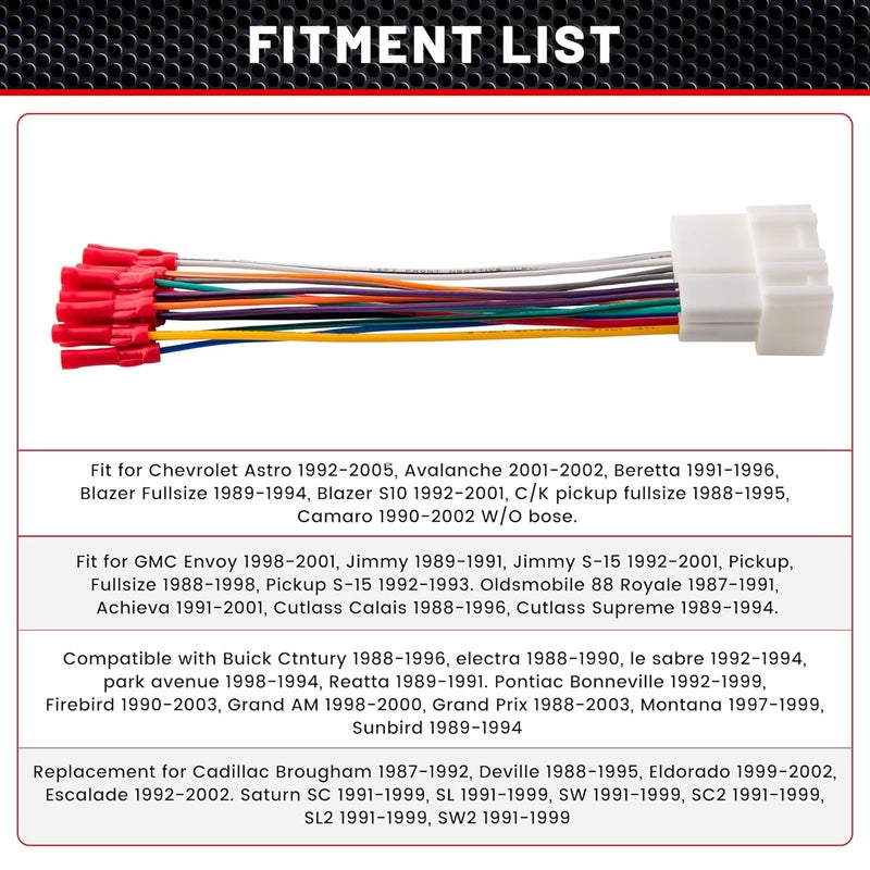 RED WOLF سلك توصيل راديو السيارة RED WOLF مع محول هوائي لطرازات GM من 1988-2002 - Image 4