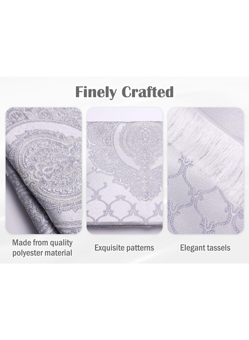 Chielor Muslim Prayer Rug and Beads with Elegant Slub Fabric Bag, Islamic Prayer Mat, Muslim Prayer Rug, Ramadan Prayer Blanket, for Muslim, Islamic, Ramadan, Eid al Fitr, Prayer (Gray,110 * 70CM) - Image 5