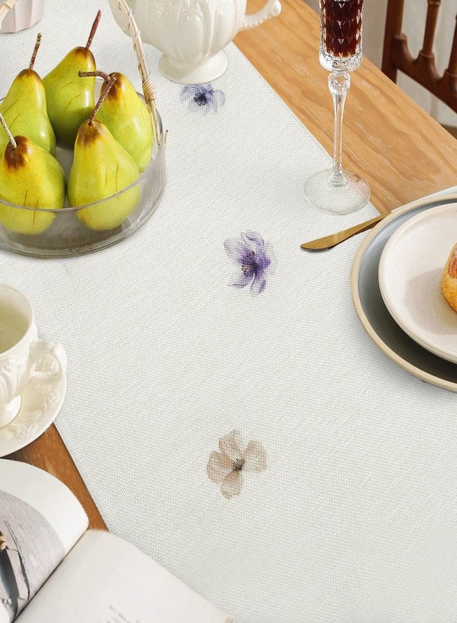 Bonhause Watercolor Floral Table Runner 13x90 Inch Lilac Purple Brown Flowers Seasonal Summer Kitchen Dinning Table Decoration for Indoor Outdoor Home Party Decor - Image 4
