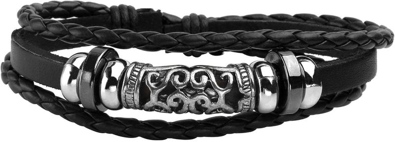 Mafnee Store Manfnee 6-12PCS Braided Faux Leather Bracelet Punk Cuff Wrap Bracelets for Men Women Adjustable - Image 2