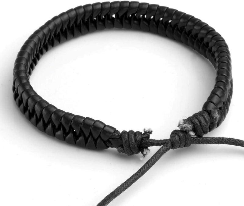 Mafnee Store Manfnee 6-12PCS Braided Faux Leather Bracelet Punk Cuff Wrap Bracelets for Men Women Adjustable - Image 5