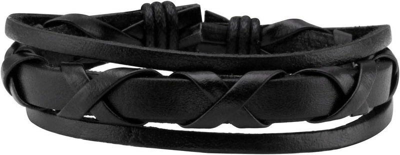 Mafnee Store Manfnee 6-12PCS Braided Faux Leather Bracelet Punk Cuff Wrap Bracelets for Men Women Adjustable - Image 3