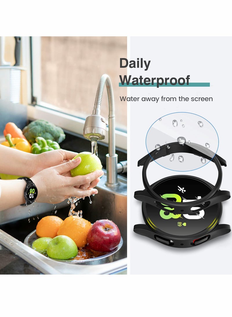 KASTWAVE for Samsung Galaxy Watch 5 4 Screen Protector and Case 44mm Anti Fog Tempered Glass Protective Film Hard PC Bumper Face Cover Set - Image 4