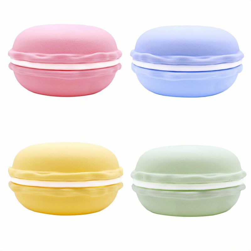HAN SHENG 4 Pack Large 4 Inch Macaron Jewelry Organizer Box - Decorative Earring Storage Case Container for Earrings, Rings, Necklaces (Blue, Green, Pink, Yellow) - Image 1