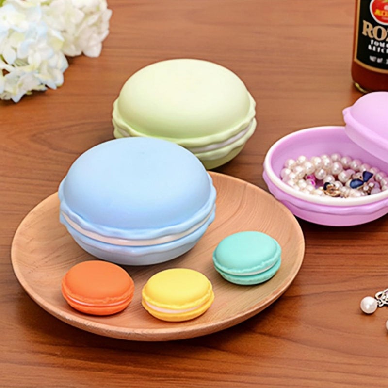 HAN SHENG 4 Pack Large 4 Inch Macaron Jewelry Organizer Box - Decorative Earring Storage Case Container for Earrings, Rings, Necklaces (Blue, Green, Pink, Yellow) - Image 4