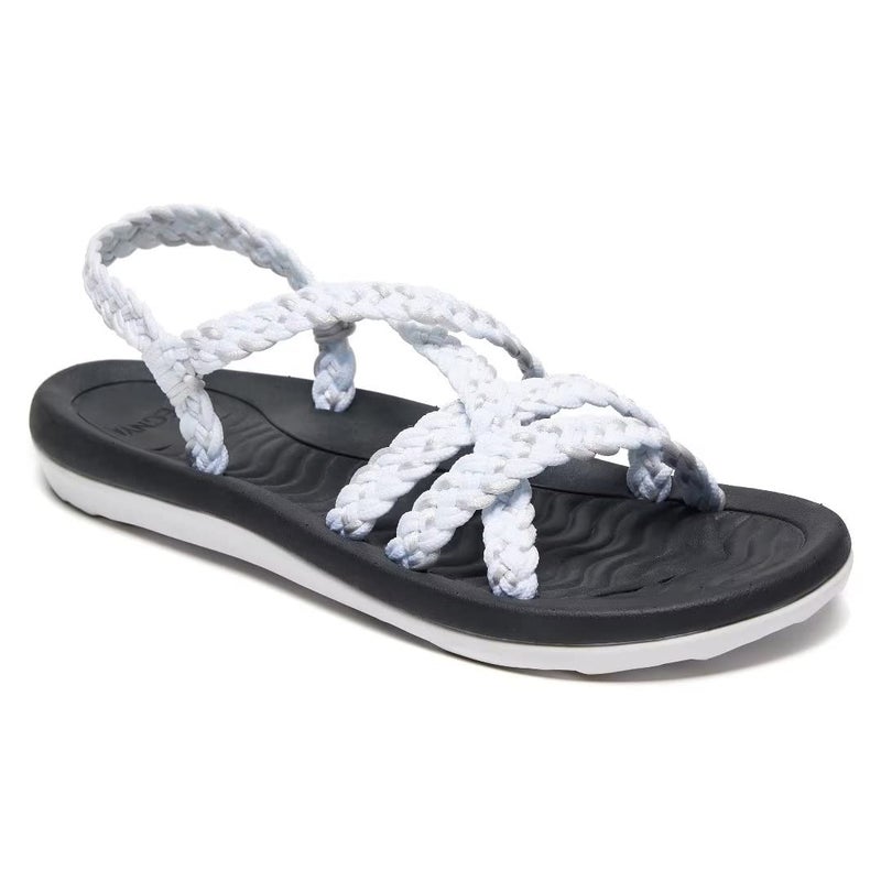 MEGNYA Ladies Comfortable Dressy Sandals with Arch Support, Walking Hiking Foam Sandals with Braided Straps, Soft Rubber Sole Slide Sandals for Walking Outdoor White Size 7 - Image 1