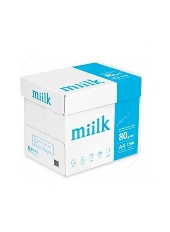 MIILK A4 80GSM MIILK PAPER 1 BOX 2500 PAGES MADE IN KOREA HIGH QUALITY - Image 1