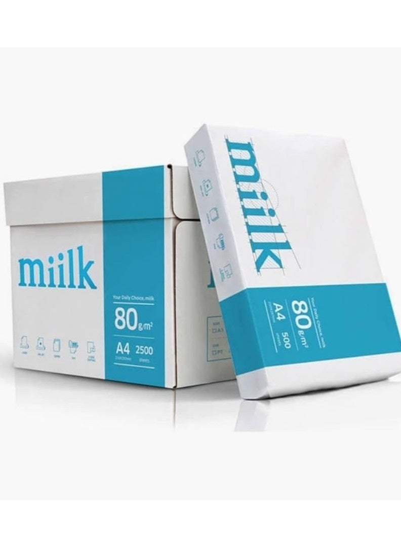 MIILK A4 80GSM MIILK PAPER 1 BOX 2500 PAGES MADE IN KOREA HIGH QUALITY - Image 2