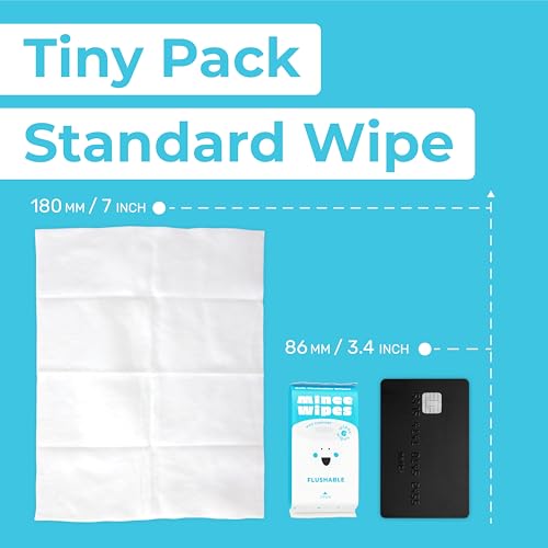 MOONIES Impossibly Compact Travel Flushable Wipes - 99.5% Water and Aloe - Safe for Sensitive Skin, Hypoallergenic & Unscented - Travel Essentials for Adults, Kids & Baby Care - 8 Pack Total 48 Wipes - Image 5