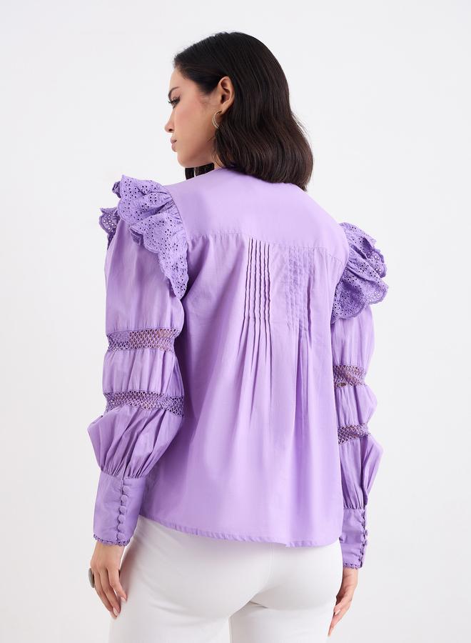 ستايلي بلوزة ليلاك مكشكشة ببنطال - Image 4