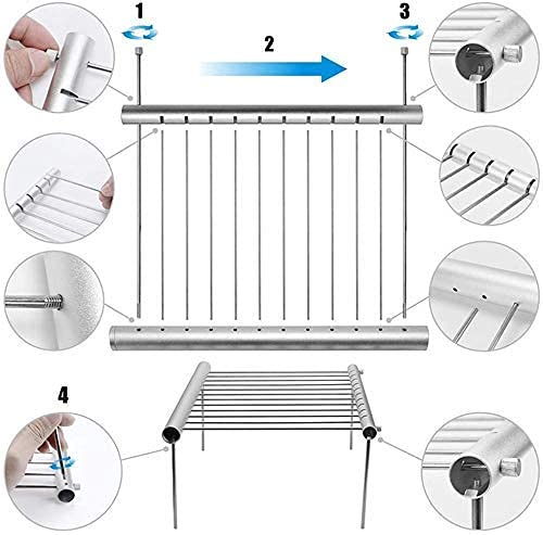 Arcanine Arcanine Grill Stack Rack Portable Compact Folding Stainless Steel Camping BBQ Tube Roaster Stand for Cooking Outdoor Backpackers  - Image 5