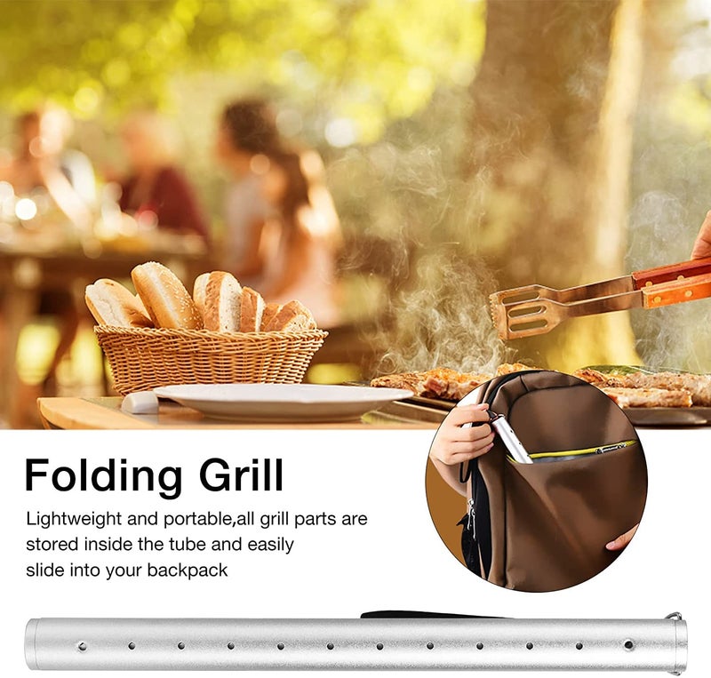 Arcanine Arcanine Grill Stack Rack Portable Compact Folding Stainless Steel Camping BBQ Tube Roaster Stand for Cooking Outdoor Backpackers  - Image 4