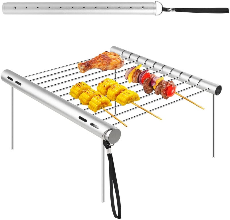 Arcanine Arcanine Grill Stack Rack Portable Compact Folding Stainless Steel Camping BBQ Tube Roaster Stand for Cooking Outdoor Backpackers  - Image 1
