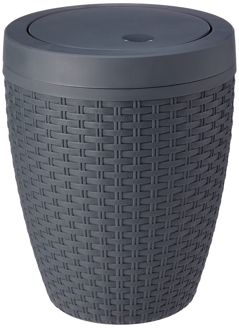 Addis Faux Rattan Round Swing Lid Bathroom Bin Charcoal 517488