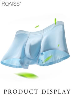 roaiss 4-Piece Set Of Thin Ice Silk Underwear For Men High Elasticity Comfortable And Breathable Boxer Briefs For Daily Wear In Summer  - Image 5