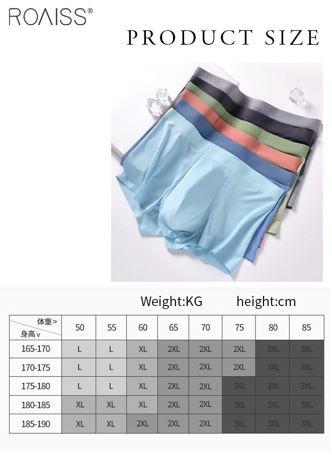 roaiss - 4-Piece Set Of Thin Ice Silk Underwear For Men High Elasticity Comfortable And Breathable Boxer Briefs For Daily Wear In Summer - Image 1