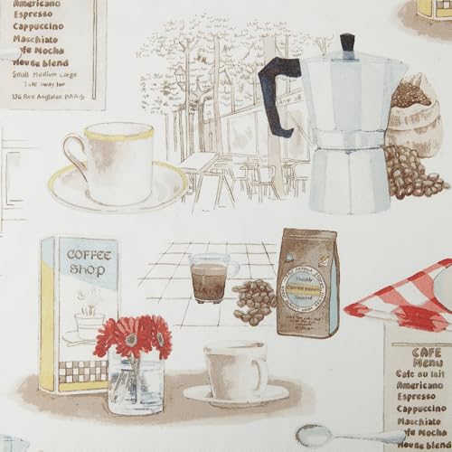 No. 918 Brew Coffee Shop Semi-Sheer Rod Pocket Kitchen Curtain Valance and Tiers Set, 54" x 36", White - Image 5