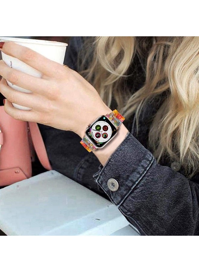 DEALELE Bands Compatible with iWatch 42mm 44mm 45mm 49mm, Colorful Resin Replacement Strap for Apple Watch Series 8/7 / 6/5 / 4/3 / SE/Ultra Women Men, Rainbow Candy - Image 5