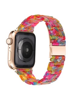 DEALELE Bands Compatible with iWatch 42mm 44mm 45mm 49mm, Colorful Resin Replacement Strap for Apple Watch Series 8/7 / 6/5 / 4/3 / SE/Ultra Women Men, Rainbow Candy  - Image 2