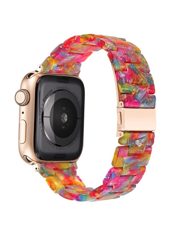 DEALELE Bands Compatible with iWatch 42mm 44mm 45mm 49mm, Colorful Resin Replacement Strap for Apple Watch Series 8/7 / 6/5 / 4/3 / SE/Ultra Women Men, Rainbow Candy - Image 2