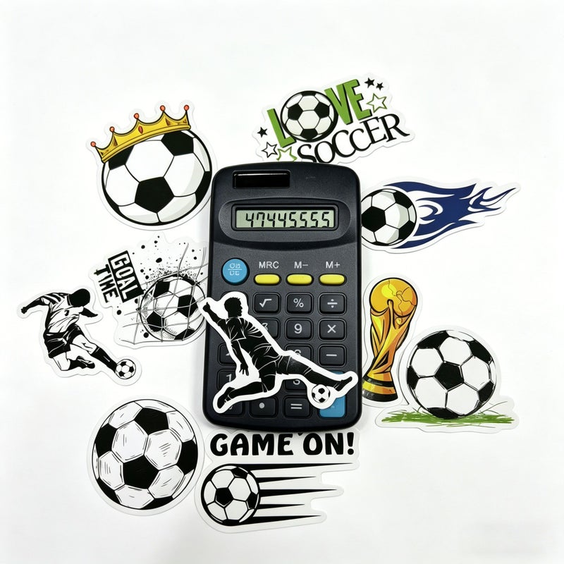 Classic Solar Portable Calculator With 8 Digit Large Screen Display Dual Power Supply Stable Operation Lightweight Easy To Carry Must Have Office Study Desk Black Random Soccer Stickers - Image 1