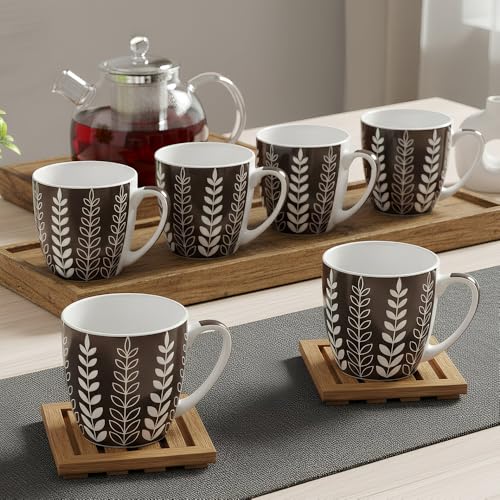 UPC U.P.C. Ceramic Tea Cups Set of 6| Microwave & Dishwasher Safe Cup Set of 6 for Tea & Coffee | Premium Coffee Mugs Set of 6 | Stylish Cups & Mugs for Home & Office with Bone-Ash Free-150ml. - Image 1