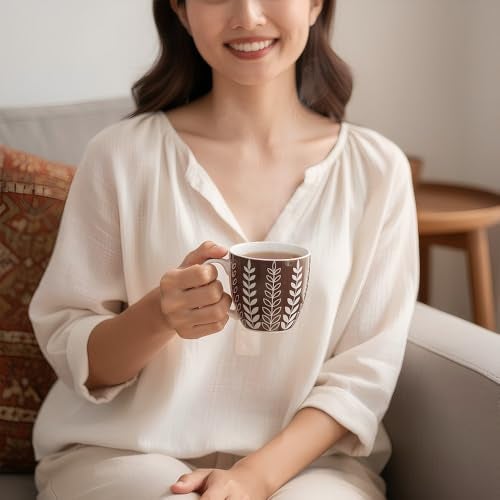 UPC U.P.C. Ceramic Tea Cups Set of 6| Microwave & Dishwasher Safe Cup Set of 6 for Tea & Coffee | Premium Coffee Mugs Set of 6 | Stylish Cups & Mugs for Home & Office with Bone-Ash Free-150ml. - Image 5
