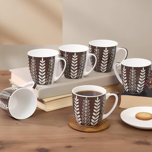 UPC U.P.C. Ceramic Tea Cups Set of 6| Microwave & Dishwasher Safe Cup Set of 6 for Tea & Coffee | Premium Coffee Mugs Set of 6 | Stylish Cups & Mugs for Home & Office with Bone-Ash Free-150ml. - Image 4