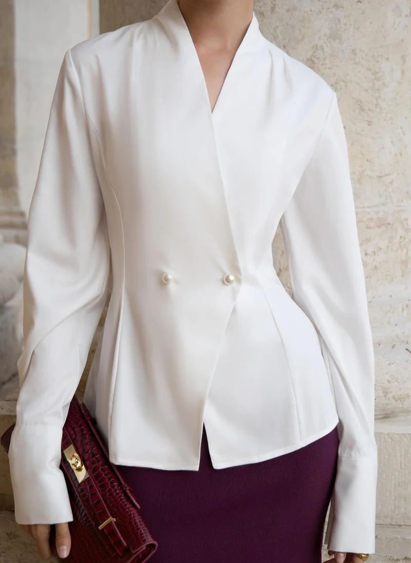 Lichi Fitted wrap blouse