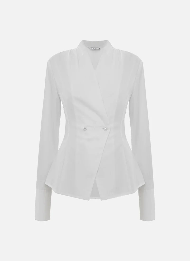 Lichi Fitted wrap blouse