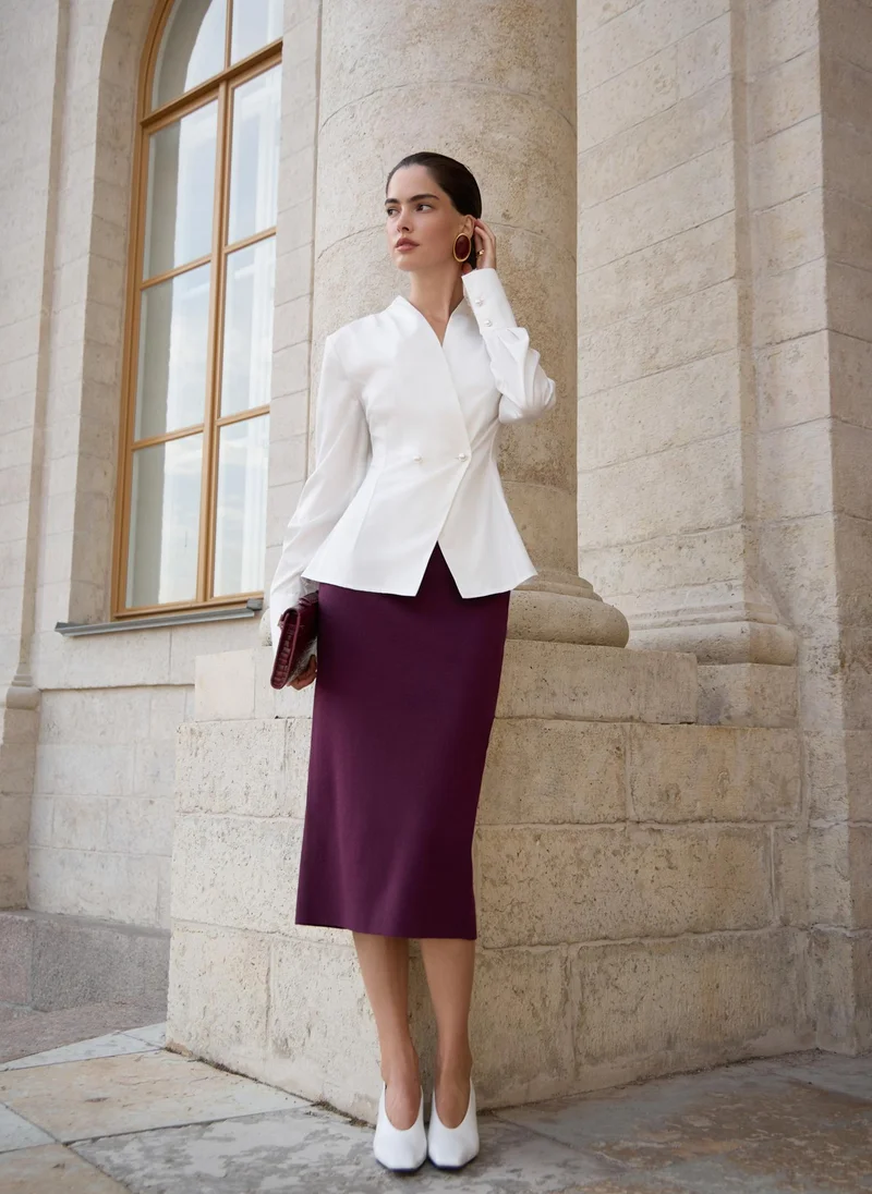 Lichi Fitted wrap blouse