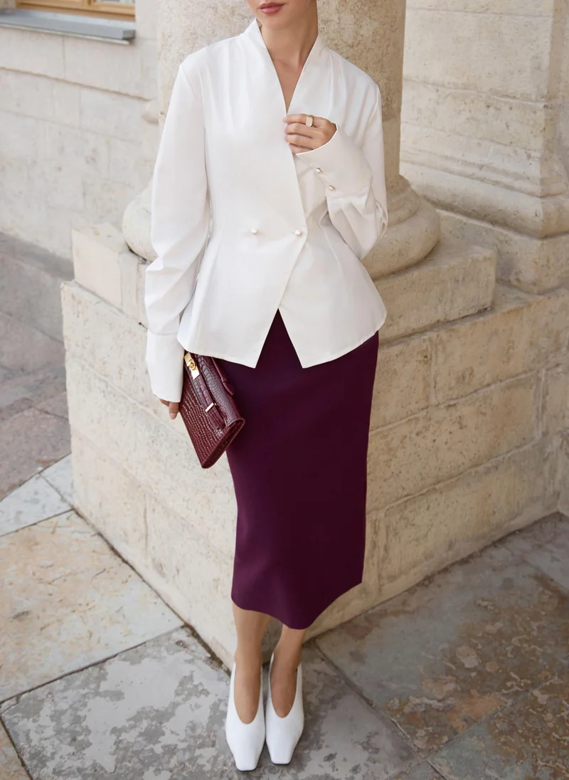 Lichi Fitted wrap blouse
