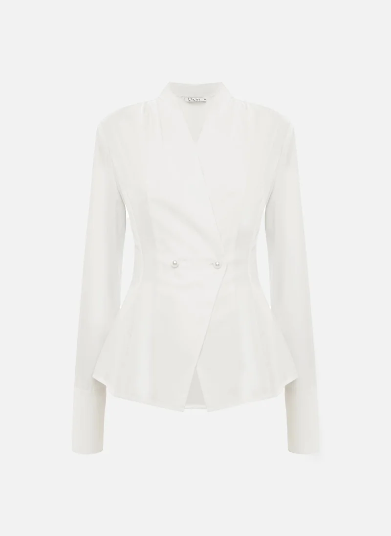 Lichi Fitted wrap blouse
