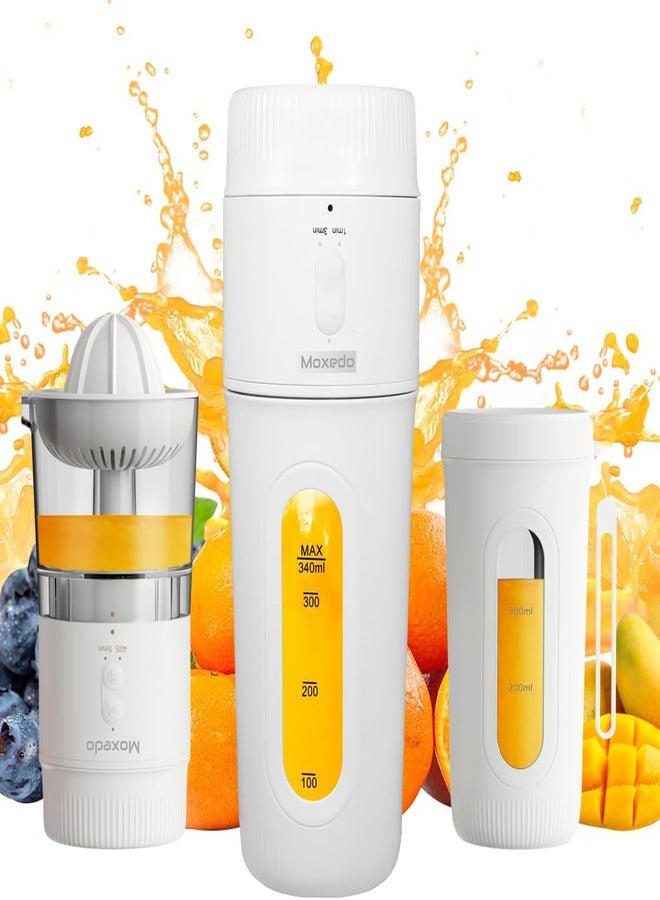 Moxedo 3 in 1 Portable Juicer Blender USB Rechargeable 4 Stainless Steel Blades BPA Free Material Mini Blender Smoothie Maker Lemon Orange Juicer - Image 1