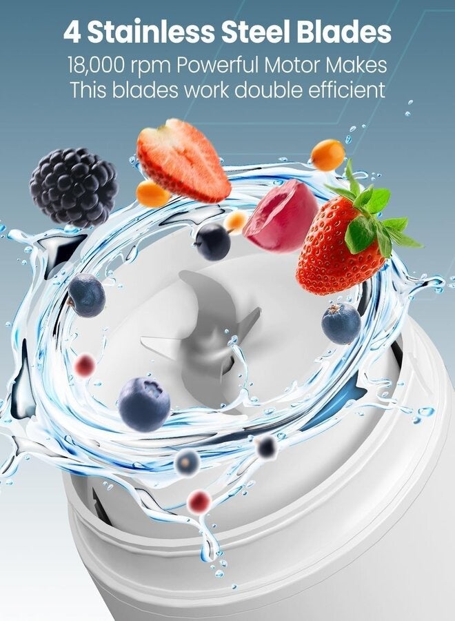 Moxedo 3 in 1 Portable Juicer Blender USB Rechargeable 4 Stainless Steel Blades BPA Free Material Mini Blender Smoothie Maker Lemon Orange Juicer - Image 5