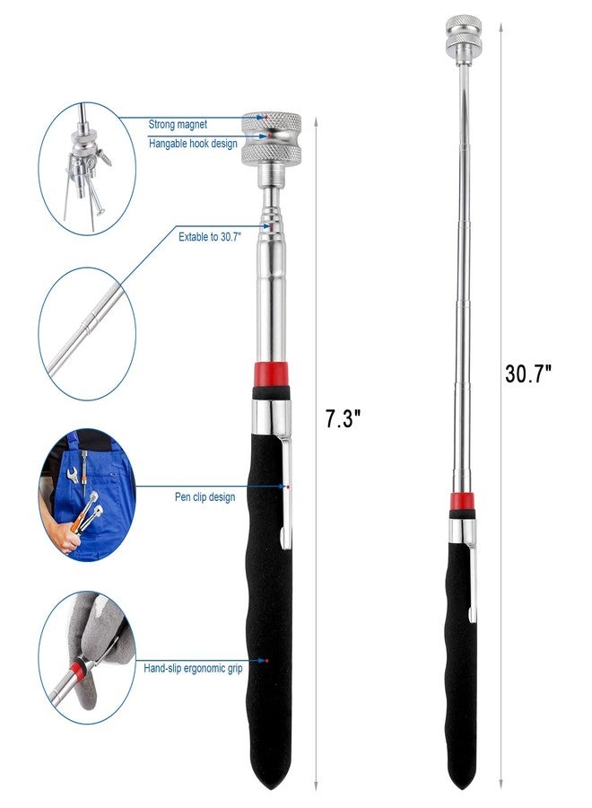 Rechabite 1 Piece 25LBs Telescoping Magnetic Pickup Tool, Multifunction Magnet Hanger with Pen Clip Design, Magnet Stick Rod Extendable 7" to 30.5" for Men, Birthday, Father's Day, Holiday Gift - Image 2