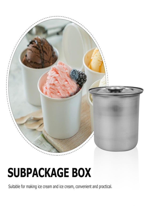 SHOWERORO Reusable Stainless Steel Ice Cream Container - 10Cm Freezer Storage Box for Homemade Ice Cream, Ideal for Home Use - Image 2