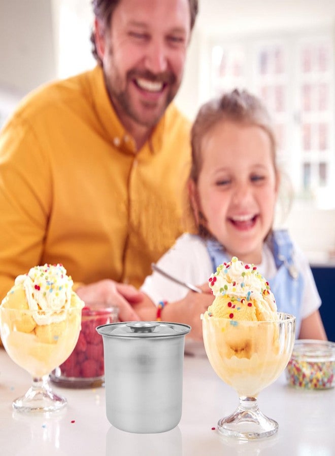 SHOWERORO Reusable Stainless Steel Ice Cream Container - 10Cm Freezer Storage Box for Homemade Ice Cream, Ideal for Home Use - Image 3