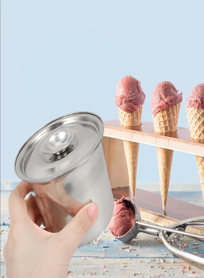 SHOWERORO Reusable Stainless Steel Ice Cream Container - 10Cm Freezer Storage Box for Homemade Ice Cream, Ideal for Home Use - Image 5