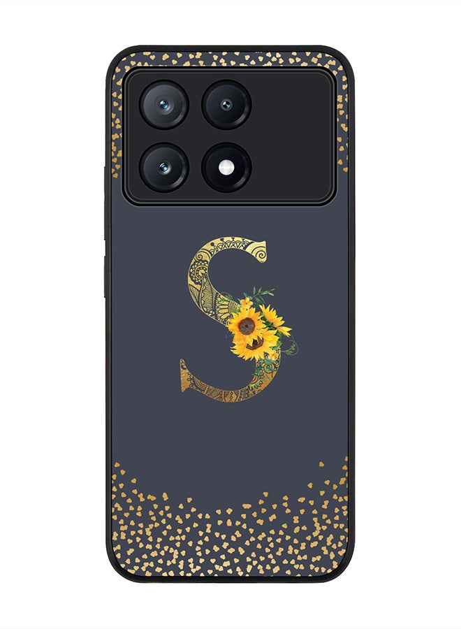 Stylizedd Rugged Black Edge Case for Xiaomi Poco X6 Pro, Slim fit Case Cover- Custom Monogram Initial Letter Mandala Floral Pattern Alphabet - S(Grey) - Image 1