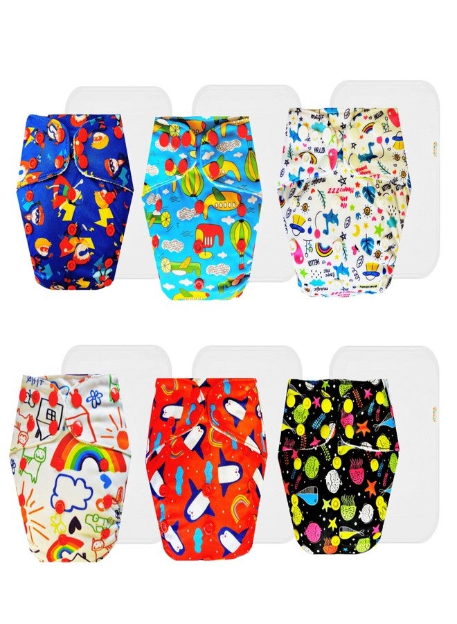Dumbledo Premium Cloth Diaper with Cotton Insert (Pack of 6) | Dry Feel and Comfortable | Leakproof | Quick Dry | Everyday Diapering Essential | 3 Months - 3 Years | Unisex Baby - Image 1