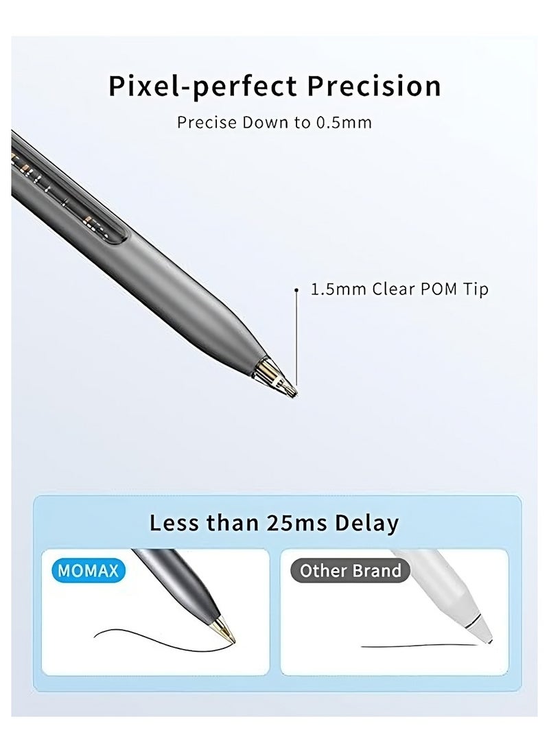 Momax MOMAX Pen for iPad, Transparent iPencil with Magnetic Wireless Charging, High Sensitivity Smart Pen with Palm Rejection, Stylus Pencil Compatible with iPad Mini 6, iPad Air 5,4, iPad Pro 11",12.9"  - Image 4
