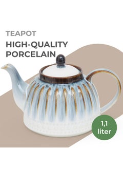 Fissman Fissman Teapot 1100ml, Porcelain Teapot Galatica Series, Elegant Color Designed, Porcelain Tea Kettle for Loose Tea, Dishwasher Safe  - Image 4